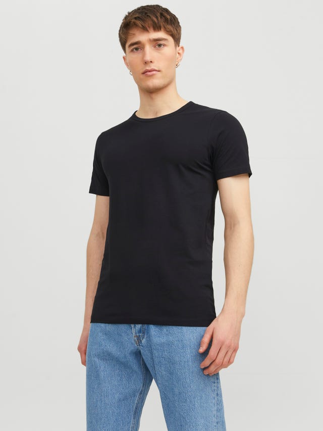 Jack & Jones Ühevärviline Ümmargune kaelus T-särk - 12058529