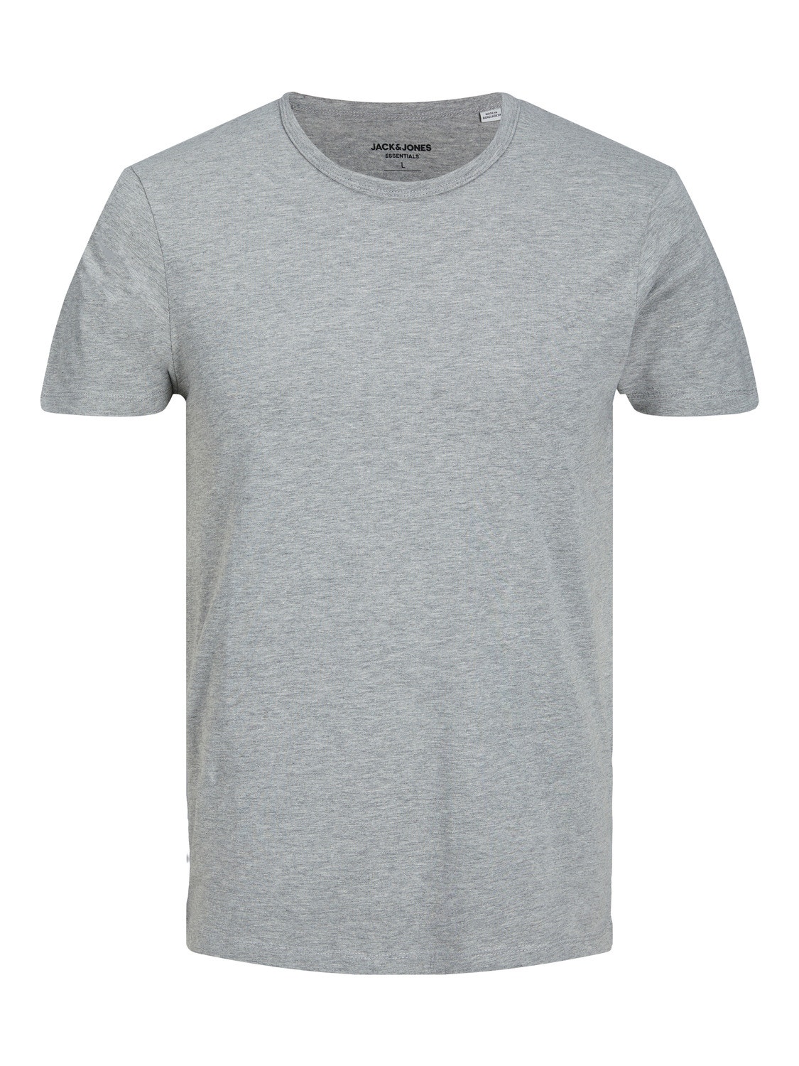 Jack & Jones Plain Crew neck T-shirt -Light Grey Melange - 12058529