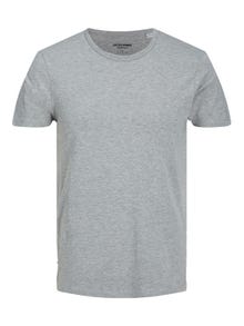 Jack & Jones T-shirt Liso Decote Redondo -Light Grey Melange - 12058529