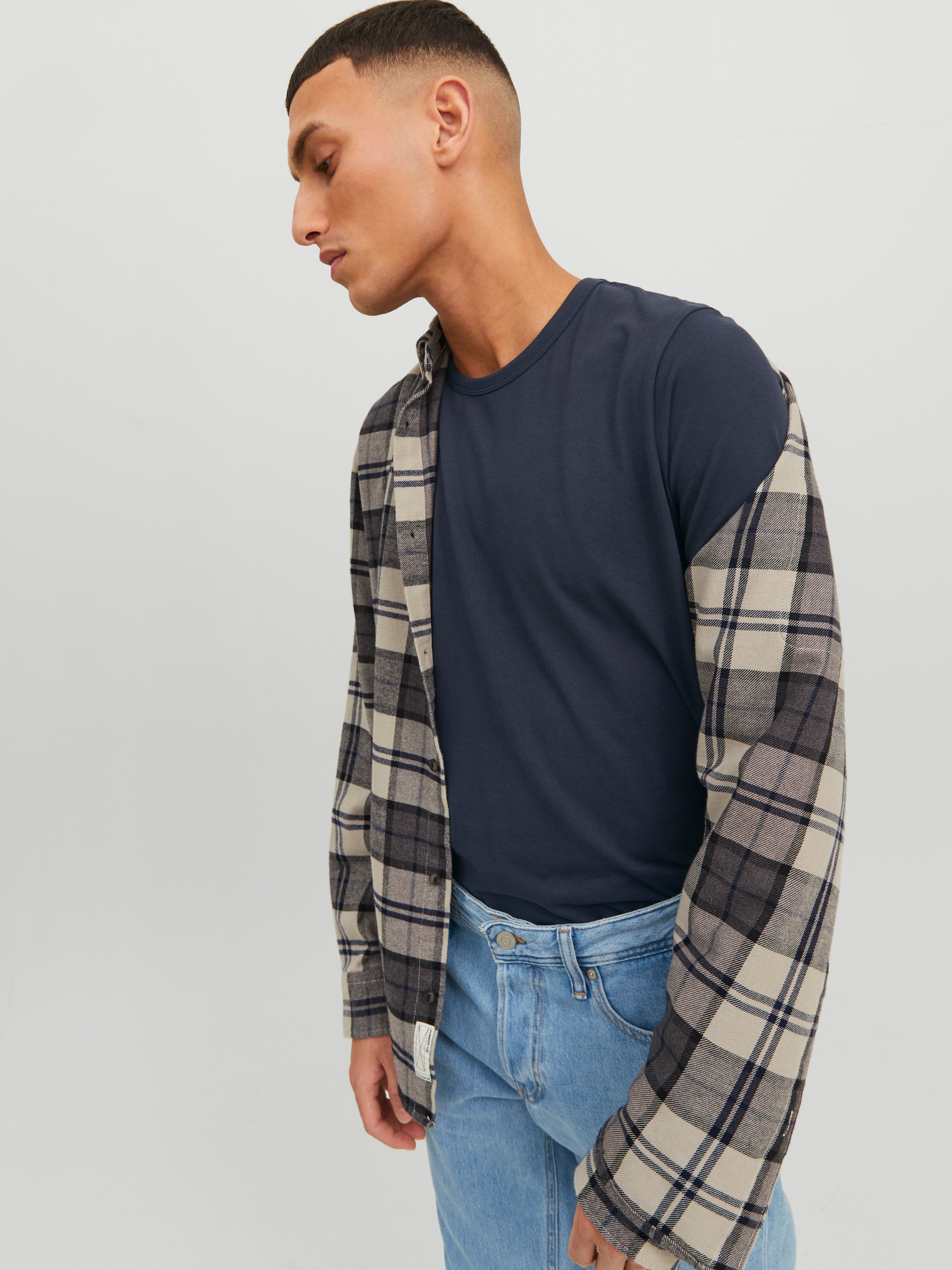 Einfarbig Rundhals T-shirt | Dunkelblau | Jack & Jones®