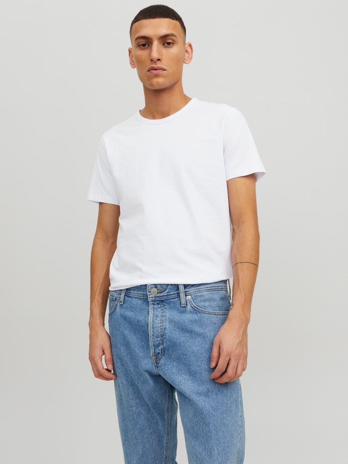 JACK & JONES T-shirt Uomo Manica Corta – Bianca – Girocollo – 100% Cotone – Taglia XL