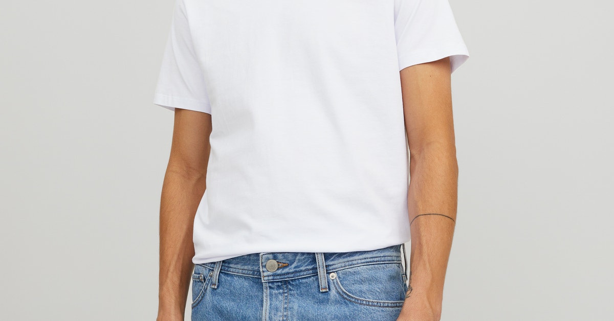 JACK & JONES Heren T-shirt 5-pack effen ronde hals T-shirt, zwart/pakket: 2 wit, 2 marineblauw, 1 zwart, XXL