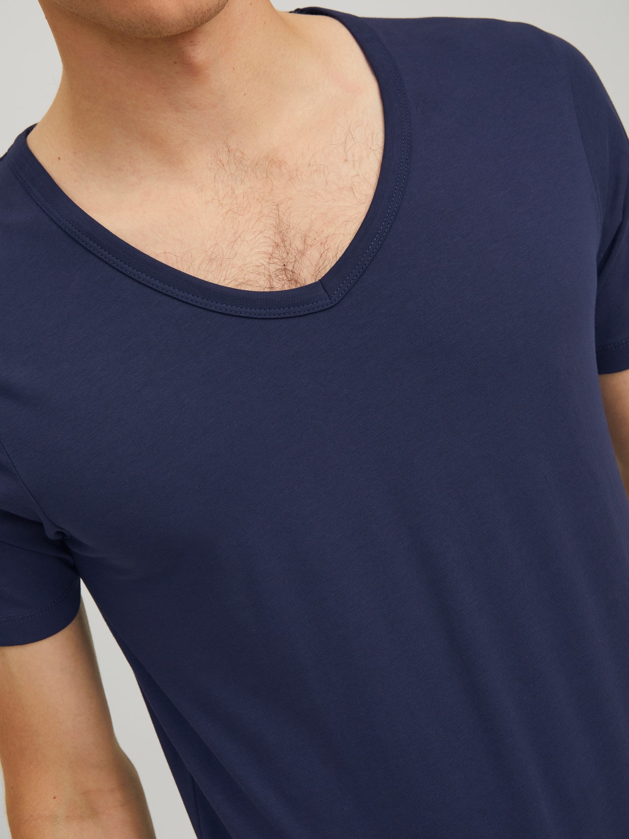 Jack & Jones Basic Dekolt w serek T-shirt -Navy Blue - 12059219