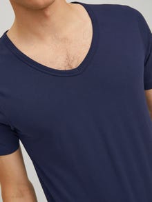 Jack & Jones T-shirt Basic Decote em V -Navy Blue - 12059219
