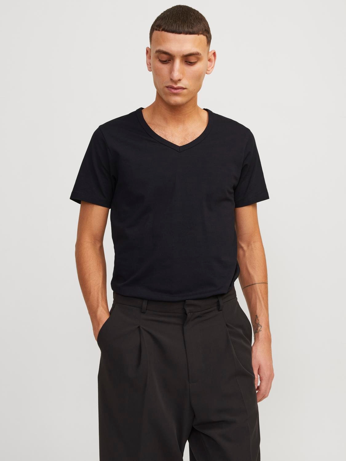 Jack & Jones Sima V-nyak Trikó -Black - 12059219