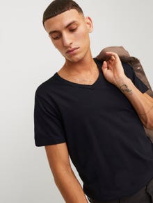 Jack & Jones T-shirt Basic Decote em V -Black - 12059219