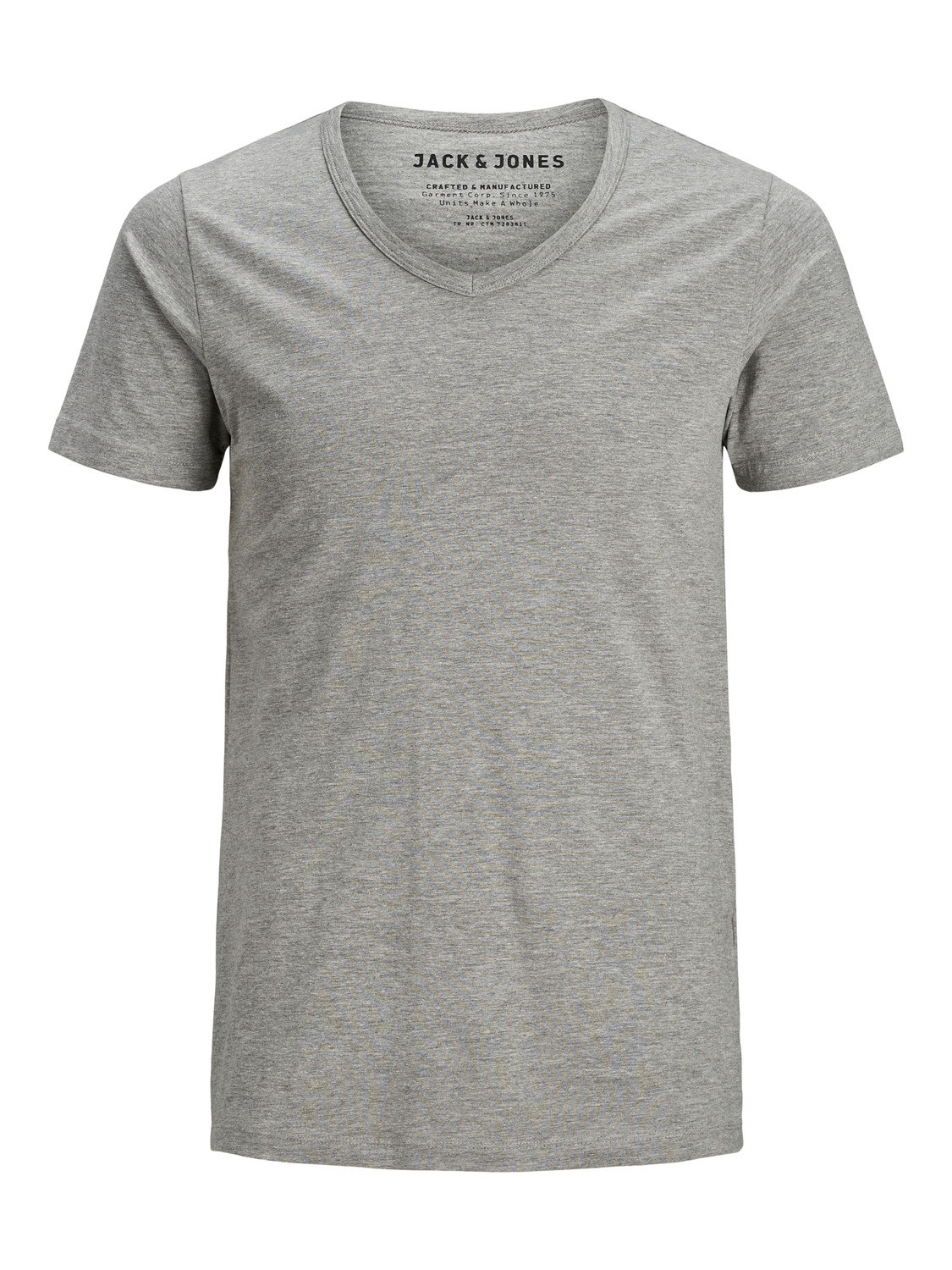 Jack & Jones Basic V-pääntie T-paita -Light Grey Melange - 12059219