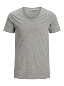 Jack & Jones T-shirt Basic Scollo a V -Light Grey Melange - 12059219