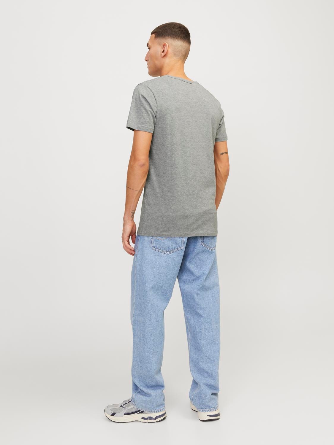 Jack & Jones Basic V-Hals T-shirt -Light Grey Melange - 12059219