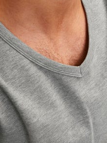 Jack & Jones Basic Dekolt w serek T-shirt -Light Grey Melange - 12059219