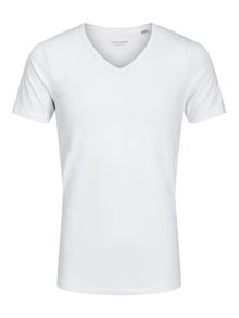 Jack & Jones Basic Dekolt w serek T-shirt -White - 12059219