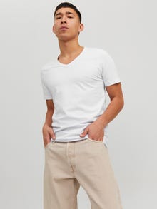 Jack & Jones Basic V-ringning T-shirt -White - 12059219