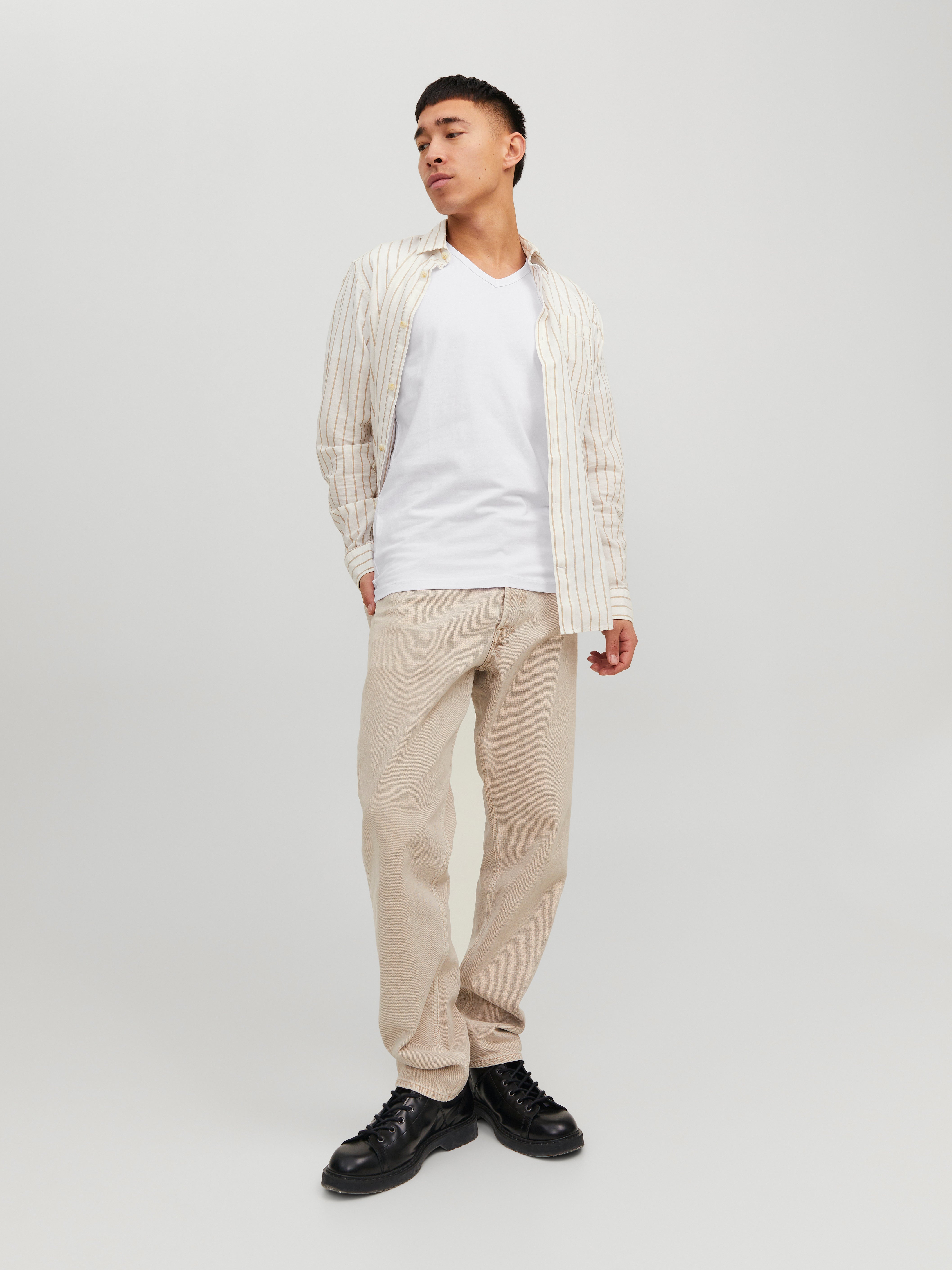 Jack & Jones Basic Dekolt w serek T-shirt -White - 12059219