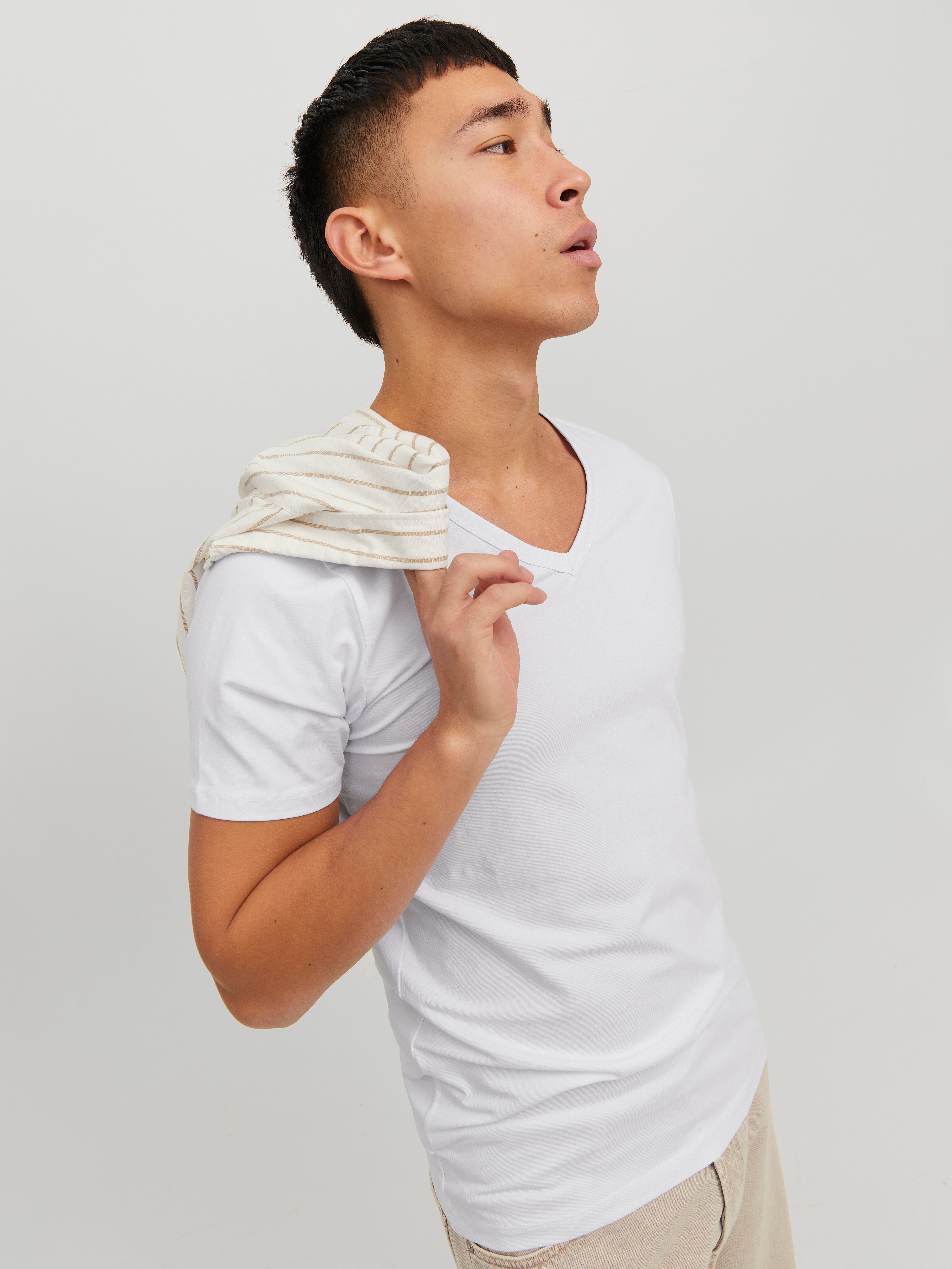 Jack & Jones Basic Dekolt w serek T-shirt -White - 12059219