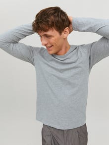 Jack & Jones Plain Longsleeved T-shirt -Light Grey Melange - 12059220