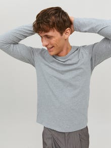 Jack & Jones T-shirt Liso Decote Redondo -Light Grey Melange - 12059220