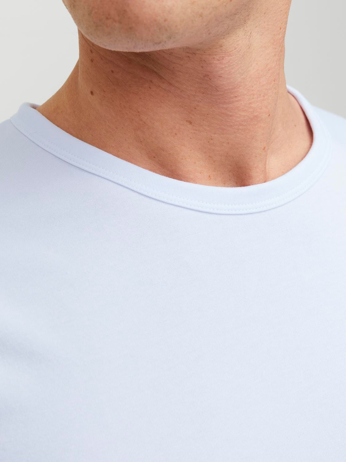 Jack & Jones Yksivärinen Pyöreä pääntie T-paita -White - 12059220