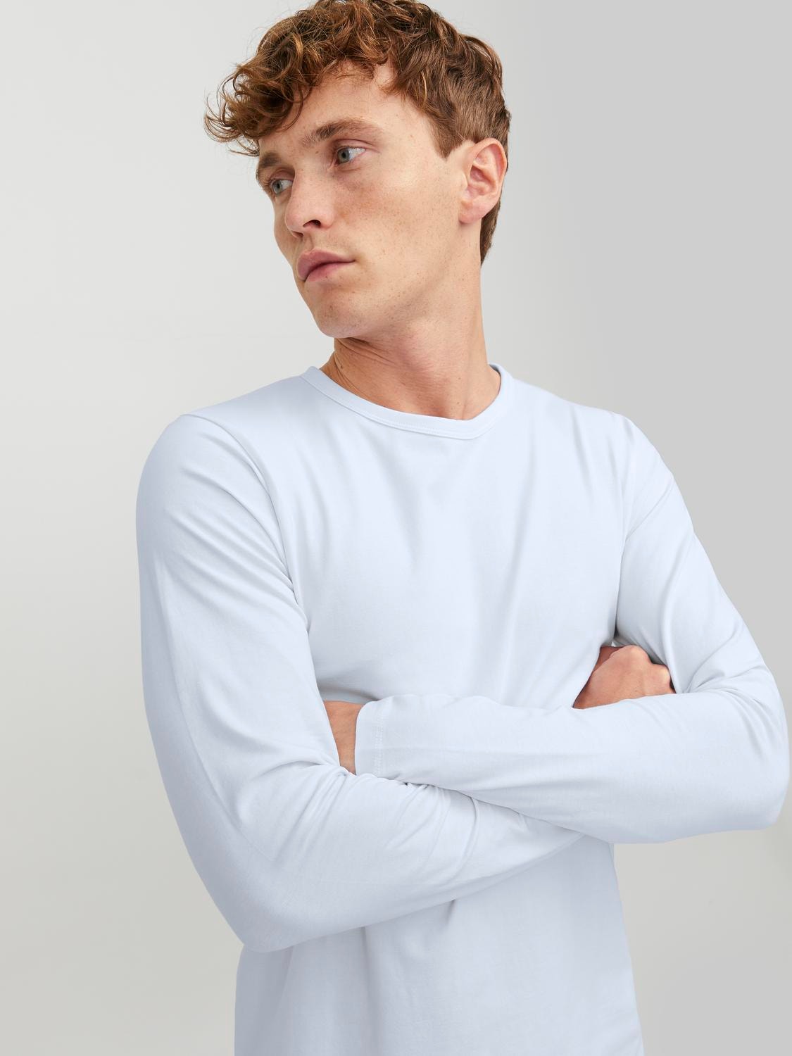 Jack & Jones Enfärgat Rundringning T-shirt -White - 12059220