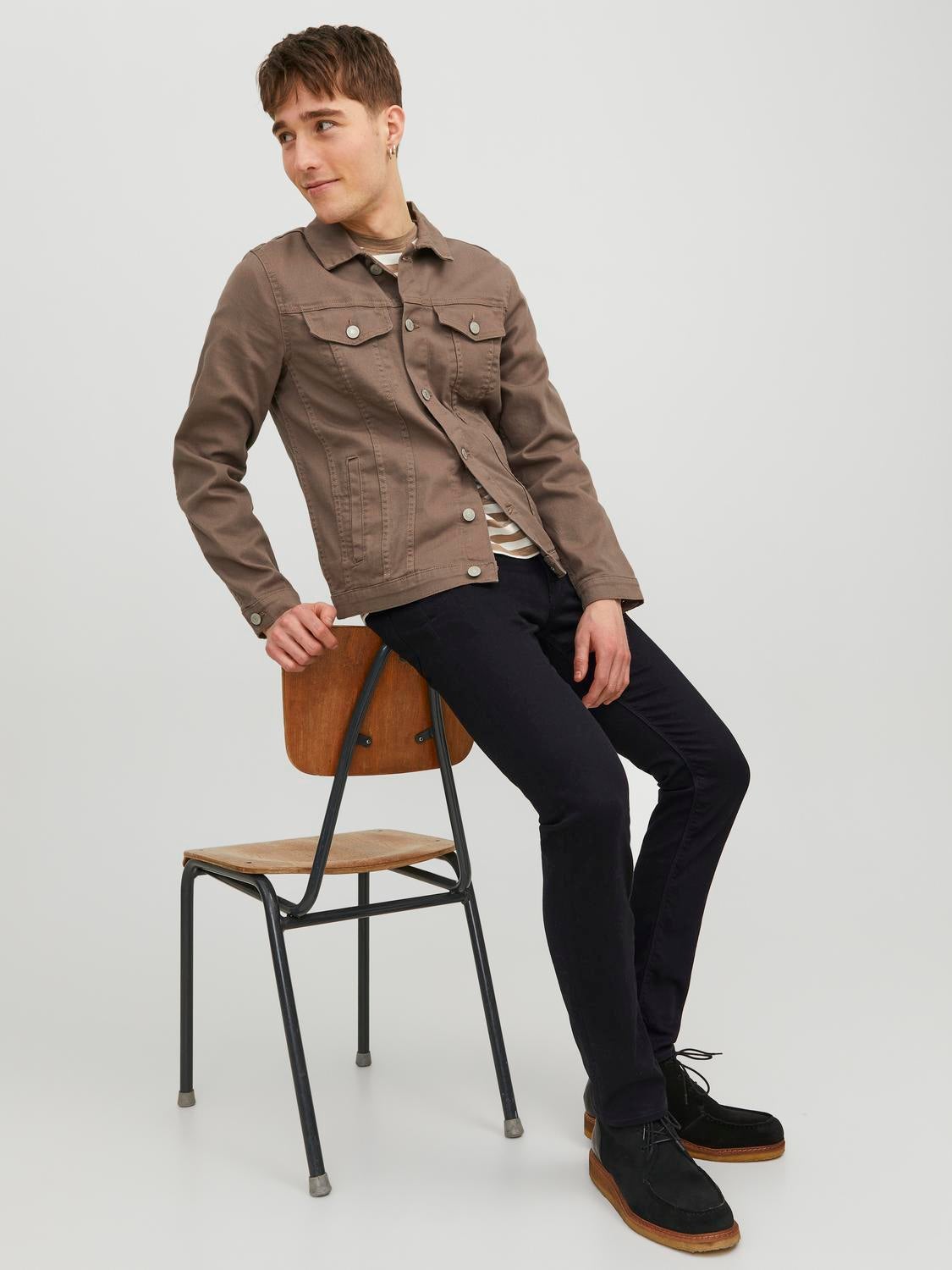 JJIGLENN JJFELIX AM 046 50SPS Slim fit jeans | Black | Jack & Jones®