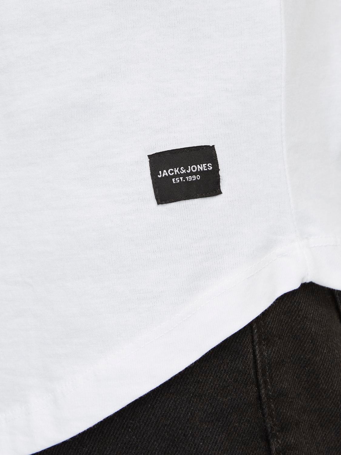 Jack & Jones Ensfarvet Crew neck T-shirt -White - 12113648