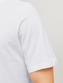 Jack & Jones Ühevärviline Ümmargune kaelus T-särk -White - 12113648