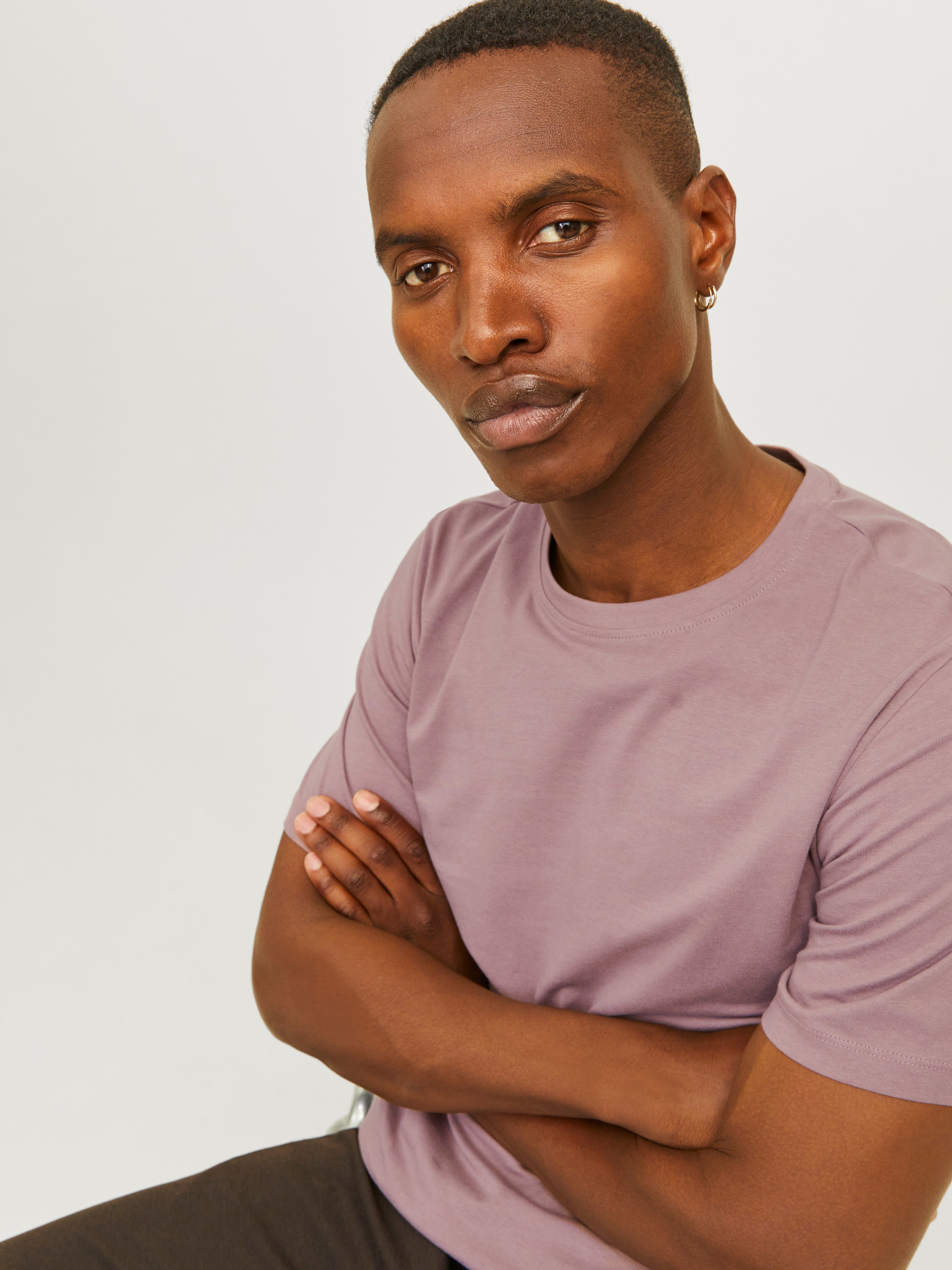 Einfarbig Rundhals T-shirt | Mittleres Rosa | Jack & Jones®