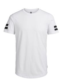 Jack & Jones Raidat Pyöreä pääntie T-paita -White - 12116021