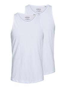 Jack & Jones 2-pakuotės Vienspalvis Apskritas kaklas Berankoviai marškinėliai -White - 12133910