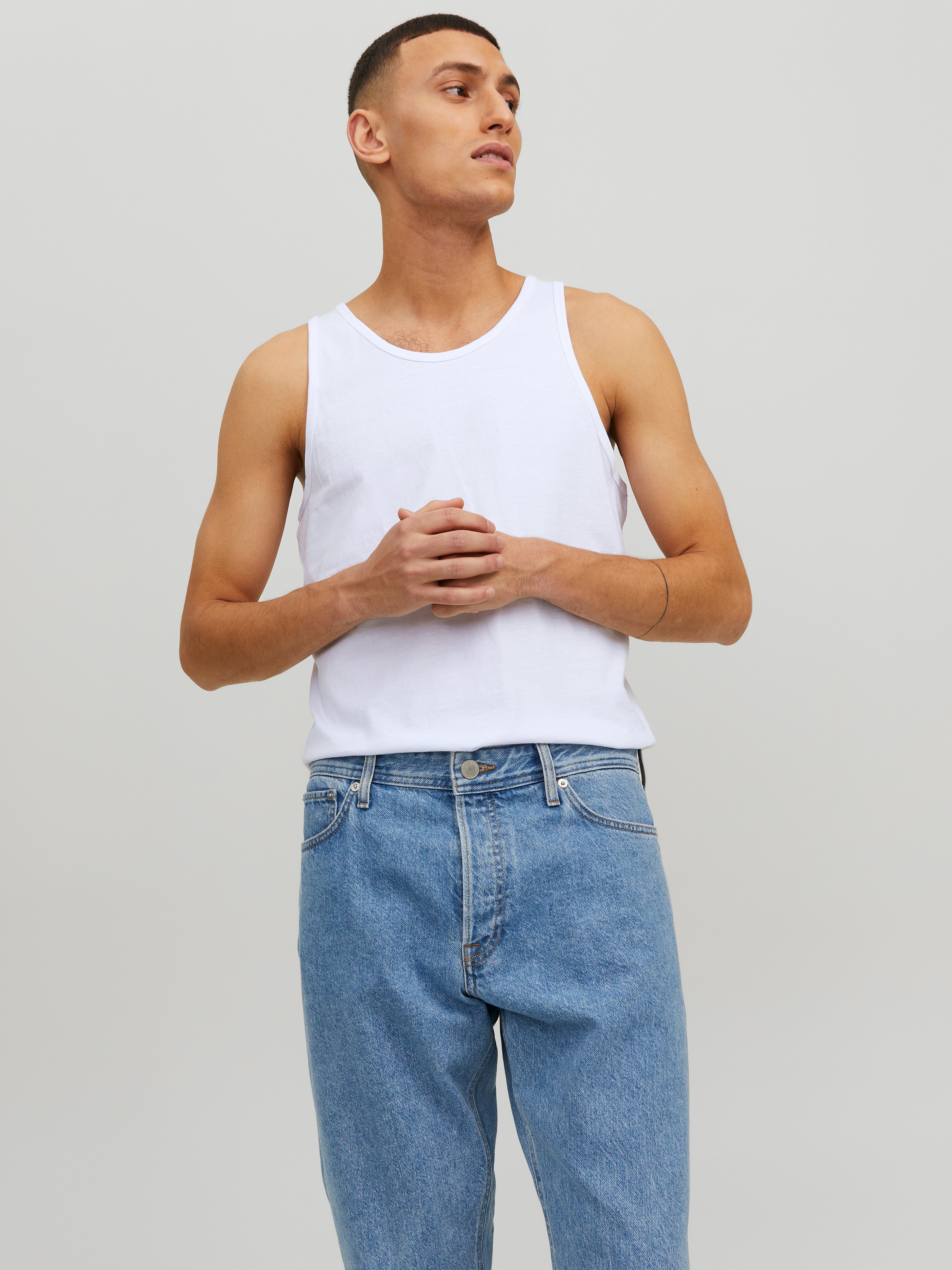 Confezione da 2 canottiere da uomo, senza maniche, a righe, per il tempo libero, scollo rotondo, ascelle, traspiranti, comode, per il fitness, per il bodybuilding, e, XXXL