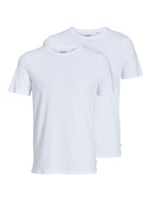 Jack & Jones 2-pack Enfärgat Rundringning T-shirt -White - 12133913