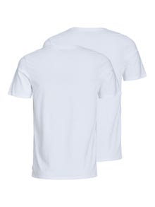 Jack & Jones 2-pak Gładki Okrągły dekolt T-shirt -White - 12133913