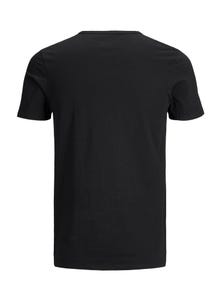 Jack & Jones 2-pack Enfärgat V-ringning T-shirt -Black - 12133914