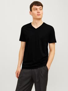 Jack & Jones 2-pack Effen V-Hals T-shirt -Black - 12133914