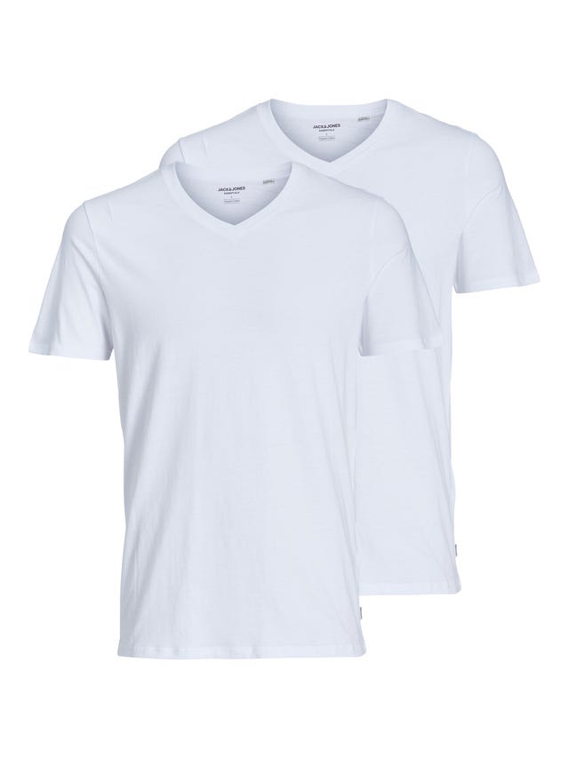 Jack & Jones 2-pack Plain V-Neck T-shirt - 12133914