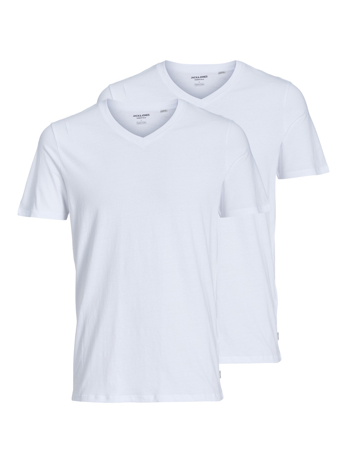 Jack & Jones Paquete de 2 Camiseta Liso Cuello en V -White - 12133914