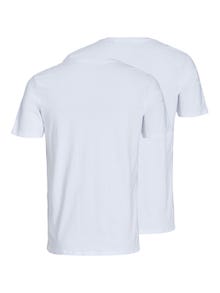 Jack & Jones 2-pak Gładki Dekolt w serek T-shirt -White - 12133914