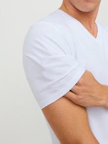 Jack & Jones Paquete de 2 Camiseta Liso Cuello en V -White - 12133914