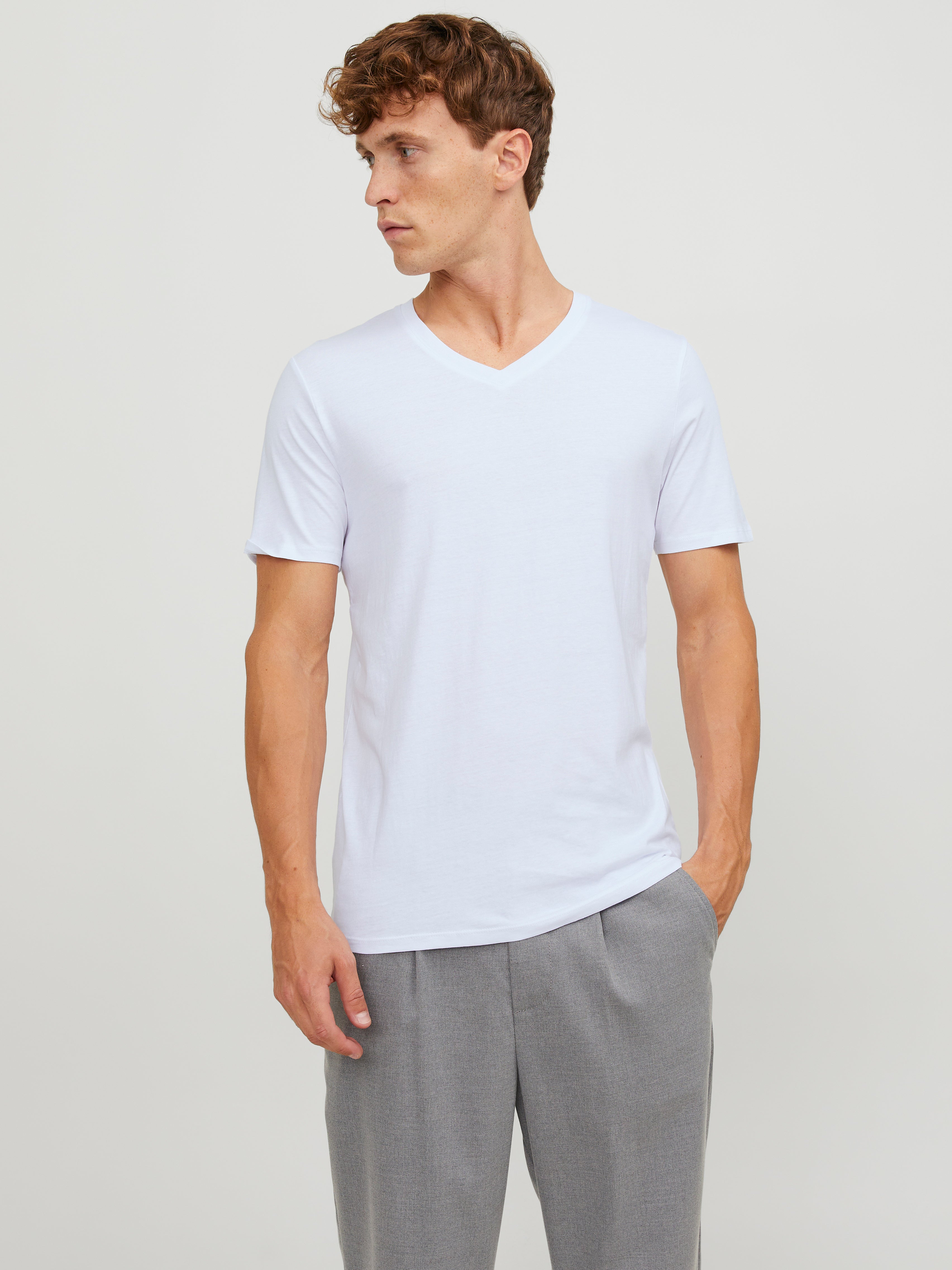 JACK & JONES Male T-Shirt 2er-Pack - Basics Aus 100% Baumwolle