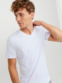 Jack & Jones 2er-pack Einfarbig V-Ausschnitt T-shirt -White - 12133914