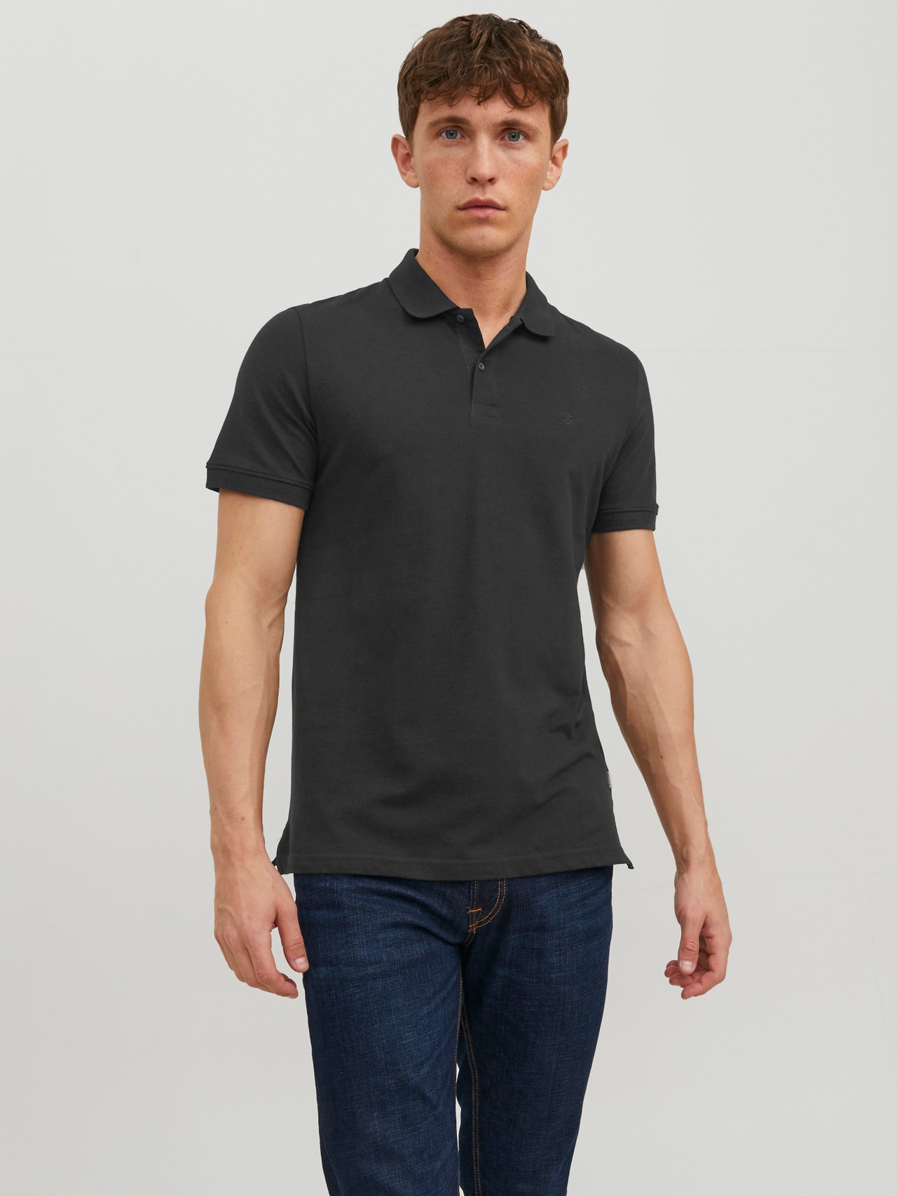 Jack & Jones Enfärgat Polo T-shirt -Black - 12136516