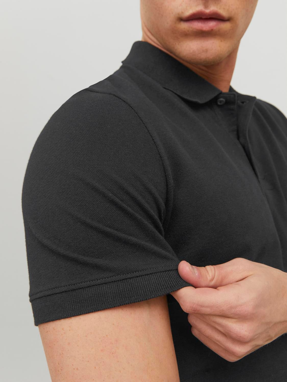 Polo Liso Cuello de camisa Negro Jack Jones