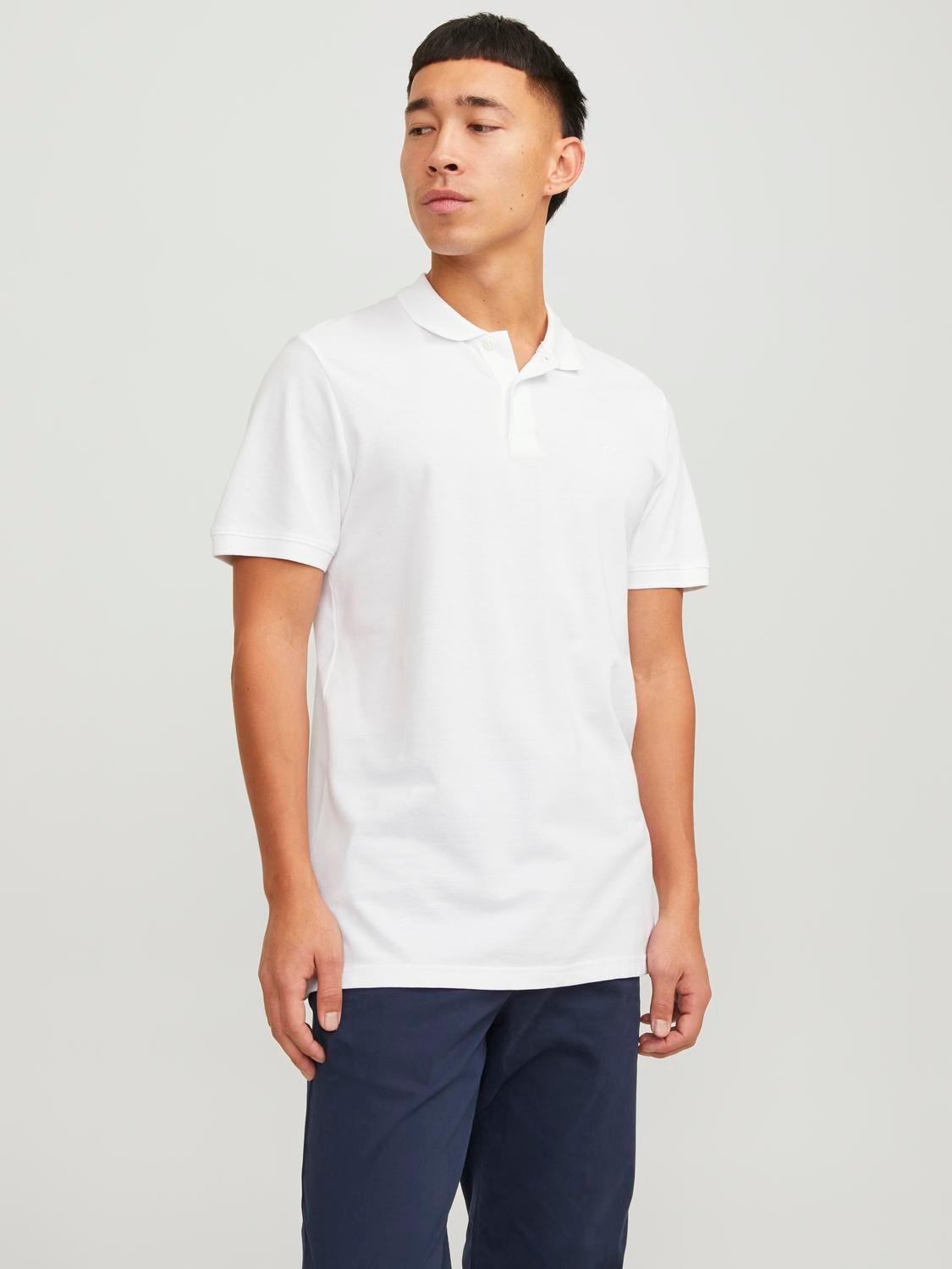 Jack & Jones Gładki Polo T-shirt -White - 12136516