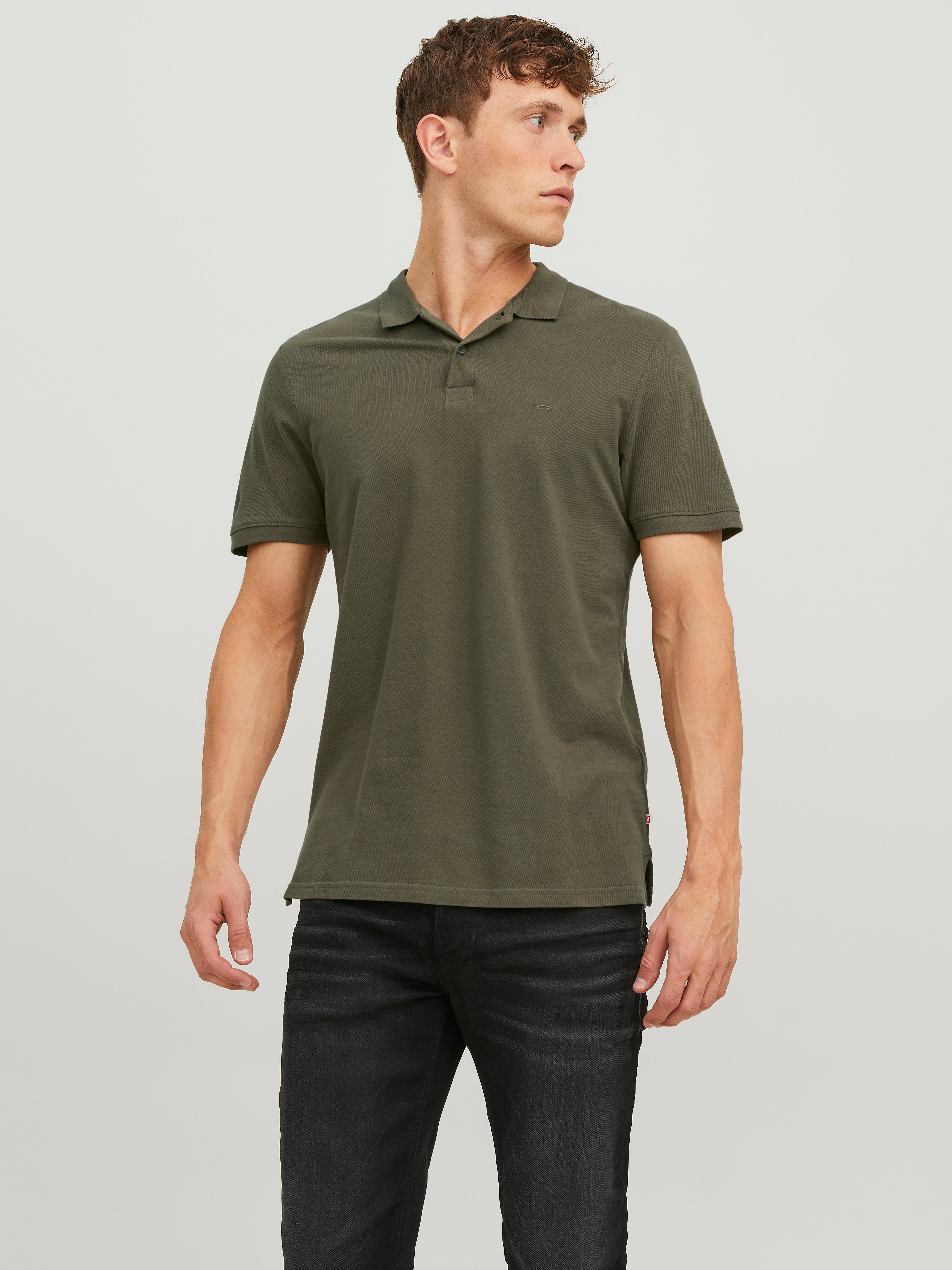 Plain Shirt collar Polo Dark Green Jack Jones