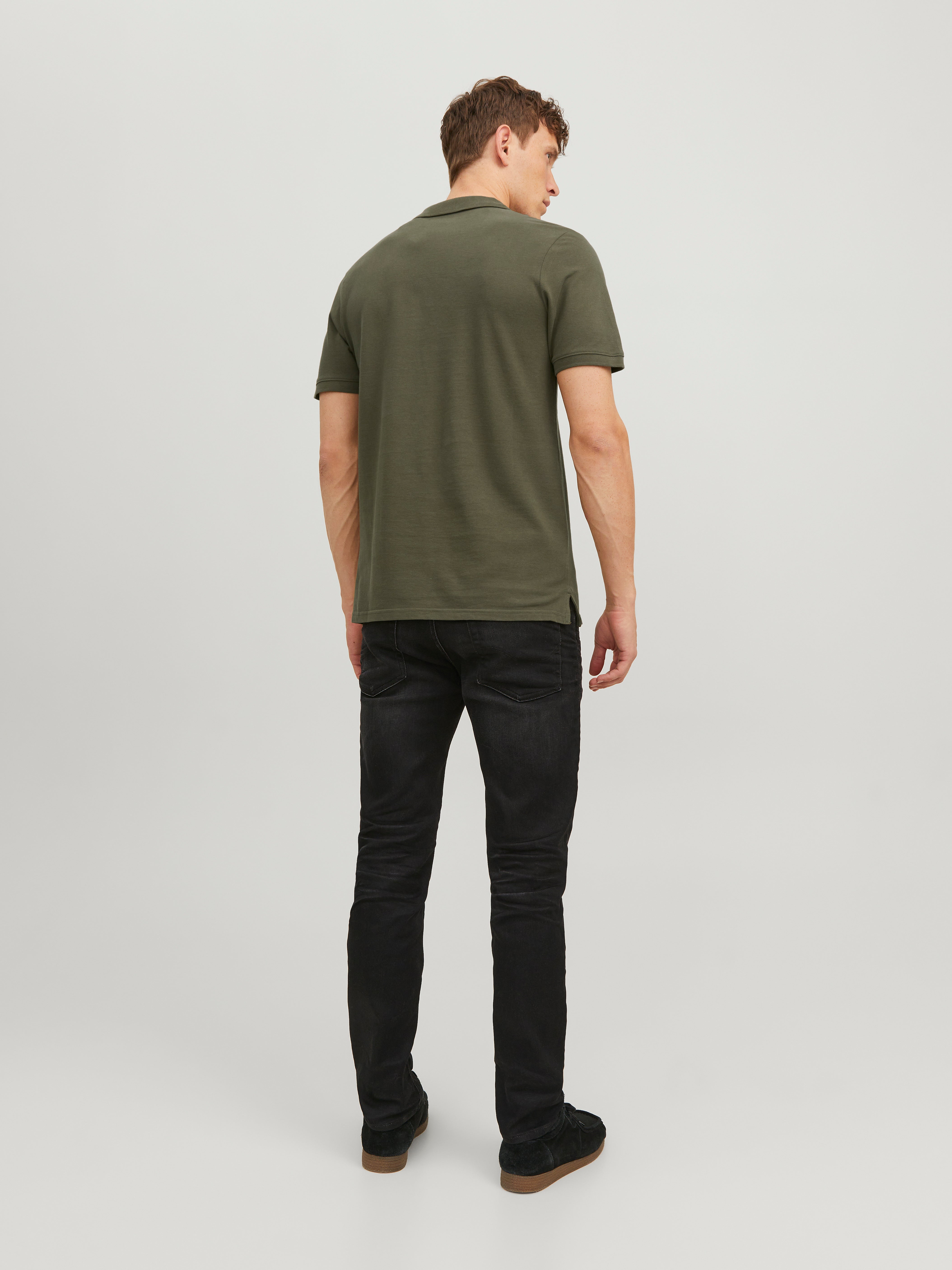 Einfarbig Polo T-shirt | Dunkelgrün | Jack & Jones® 