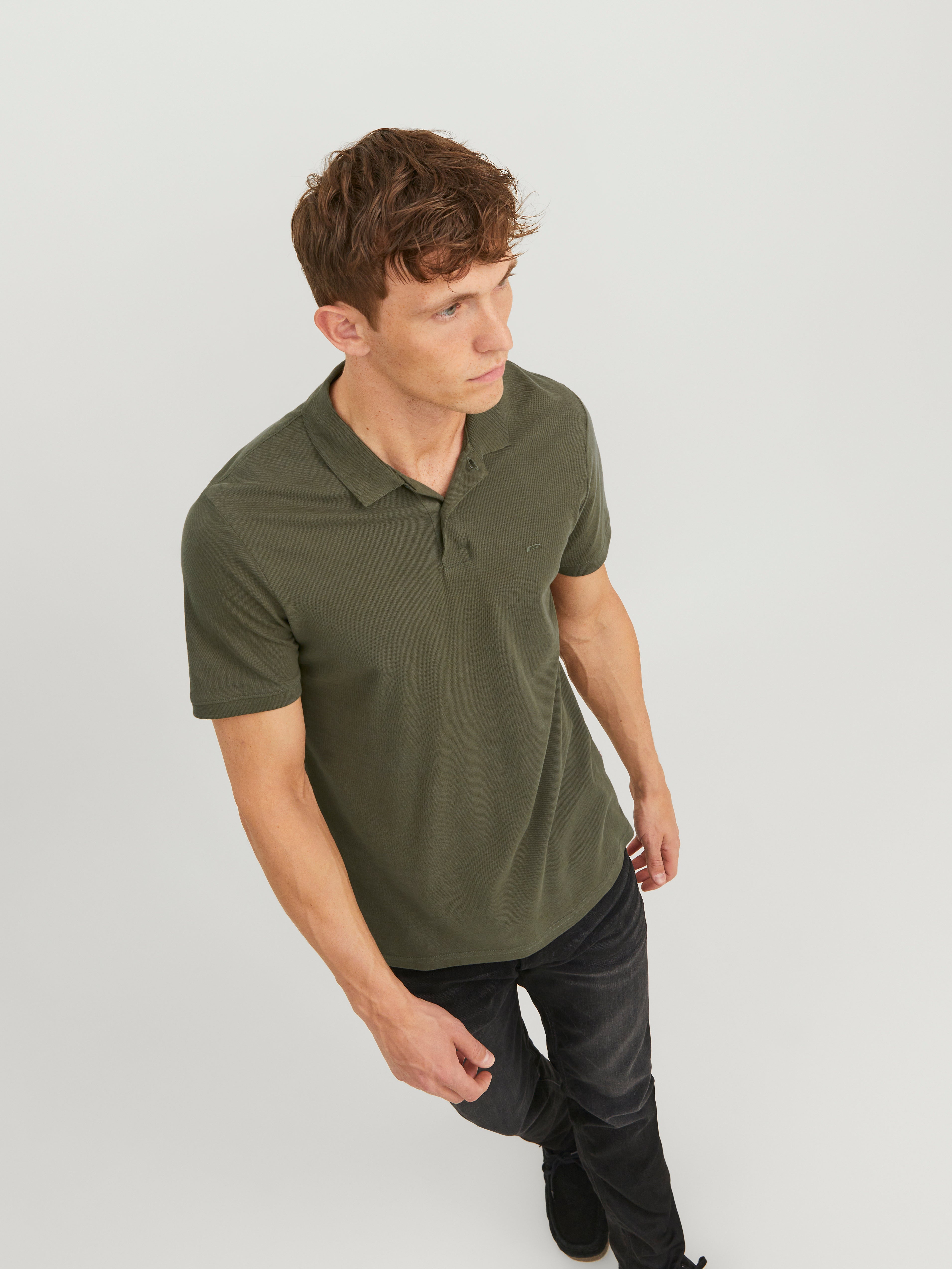 Einfarbig Polo T-shirt | Dunkelgrün | Jack & Jones® 
