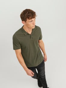 Jack & Jones Enfärgat Polo T-shirt -Olive Night - 12136516