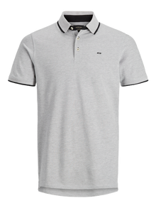 Jack & Jones Gładka Kołnierz koszulowy Koszula polo -Light Grey Melange - 12136668