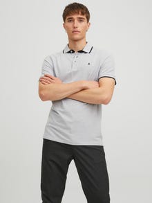 Jack & Jones Gładka Kołnierz koszulowy Koszula polo -Light Grey Melange - 12136668