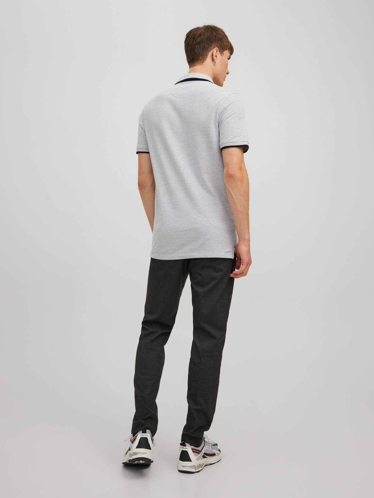 Jack & Jones Enfärgat Polo T-shirt -Light Grey Melange - 12136668