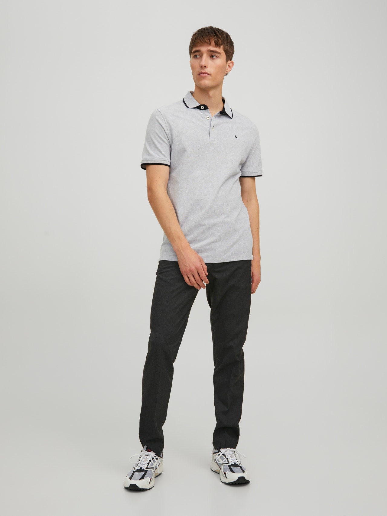 Jack & Jones Sima Póló Trikó -Light Grey Melange - 12136668